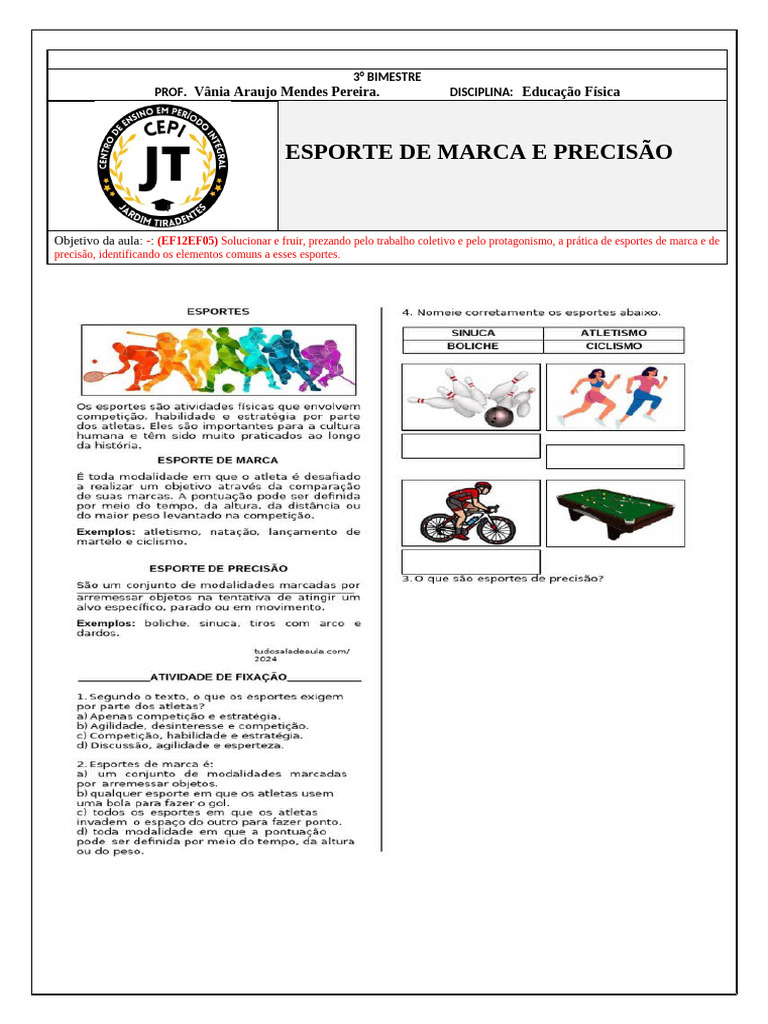 Esportes de Marca e Precisão na Educação Física | PDF