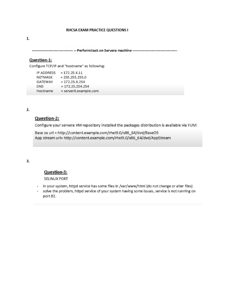 Rhcsa Exam Practice Questions I | PDF