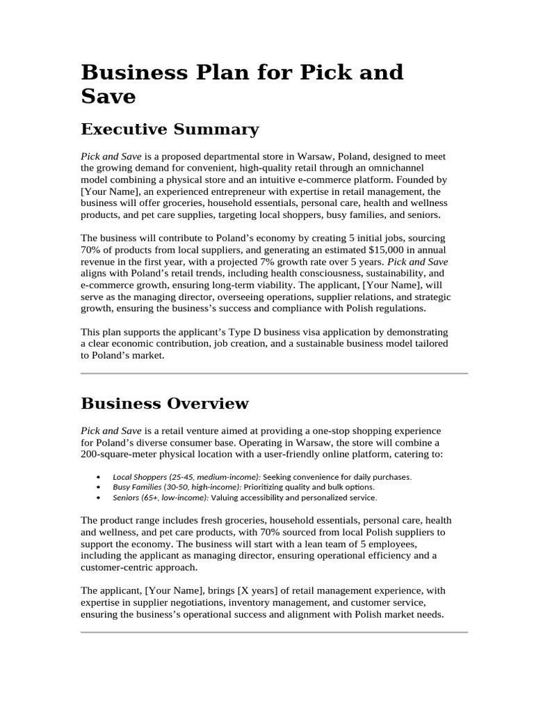Business Plan for Warsaw Retail Store | PDF | Retail | E Commerce