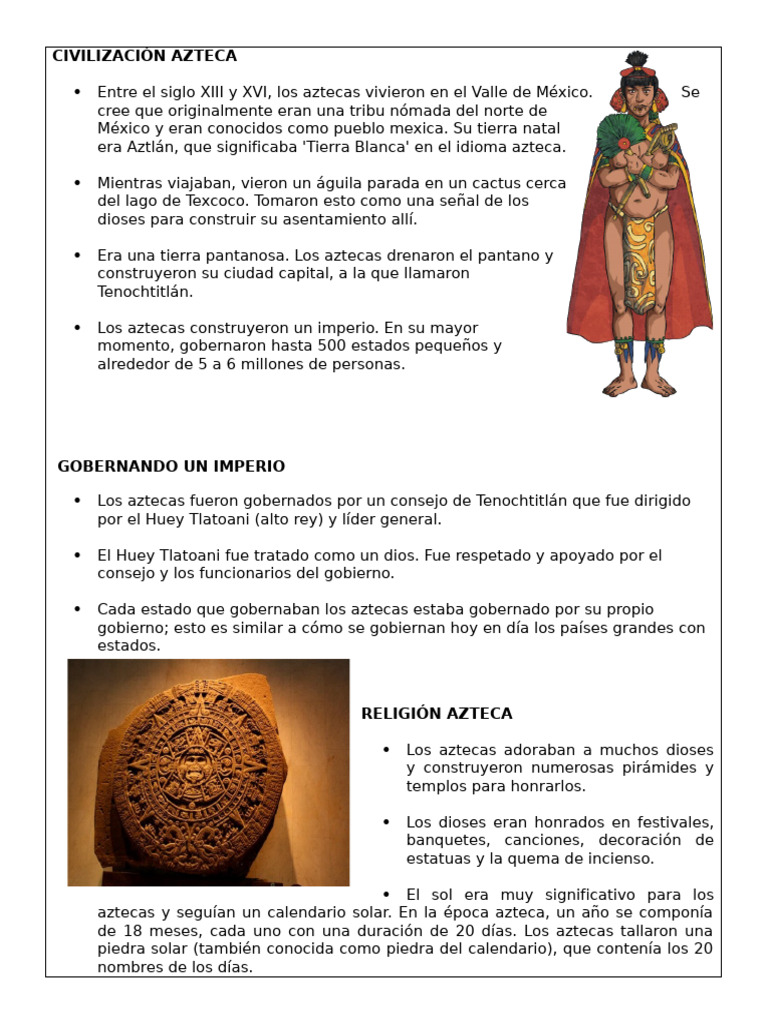 Civilización Azteca: Historia y Estructura Social | PDF