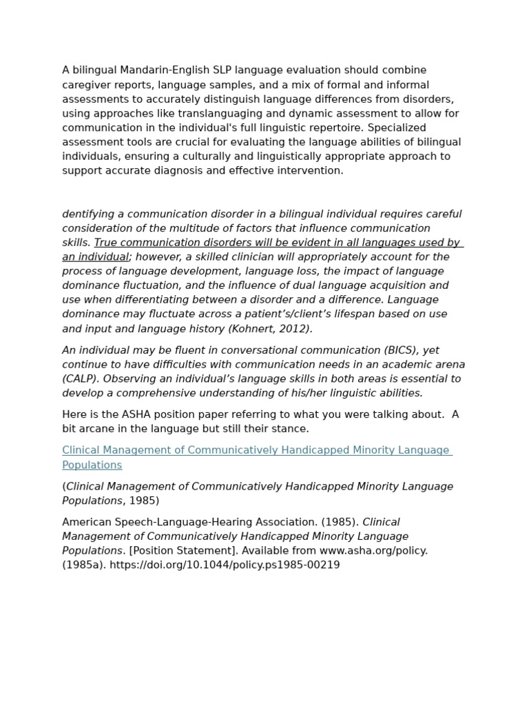 Bilingual SLP Evaluation Best Practices | PDF | Multilingualism ...