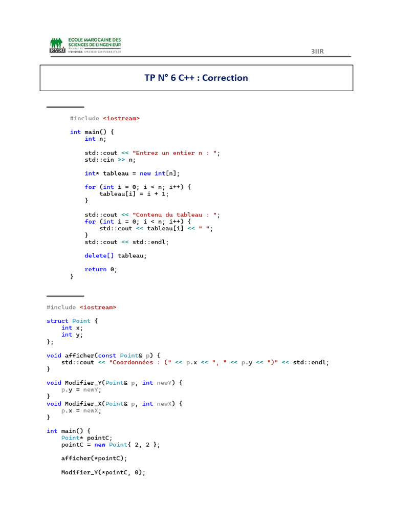 Exemples de C++ : Tableaux et Structures | PDF | C ++ | Programmation ...