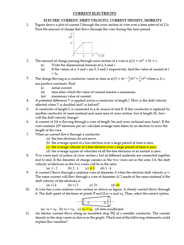 Understanding Electric Current Concepts | PDF | Voltage | Electrical ...
