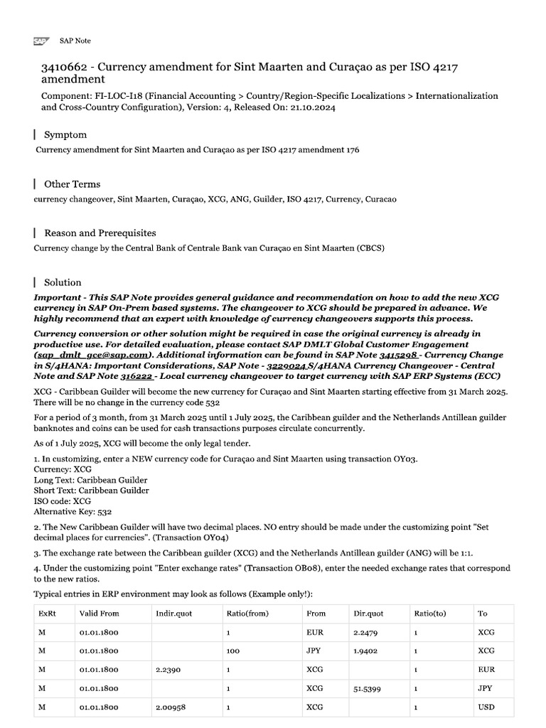 Note 3410662 - Currency Amendment For Sint Maarten and Curaçao As Per ...