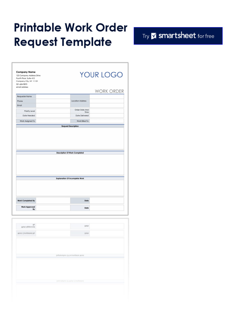 Ic Printable Work Order Request 8963 PDF | PDF