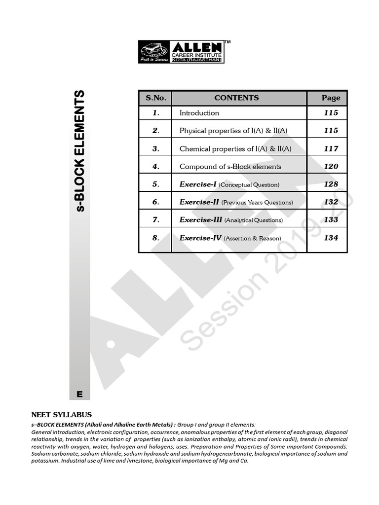 S-Block Elements | PDF | Sodium | Chemical Compounds