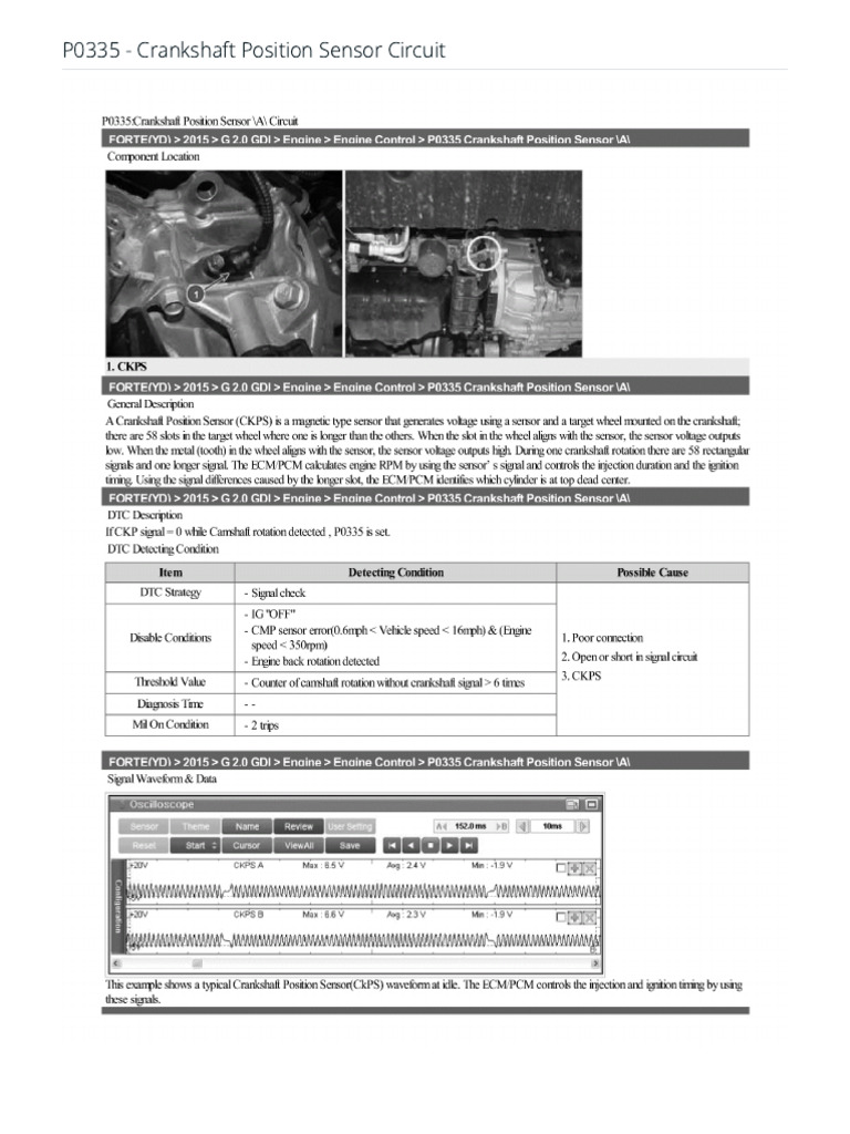 P0335 - Crankshaft Position Sensor Circuit | PDF