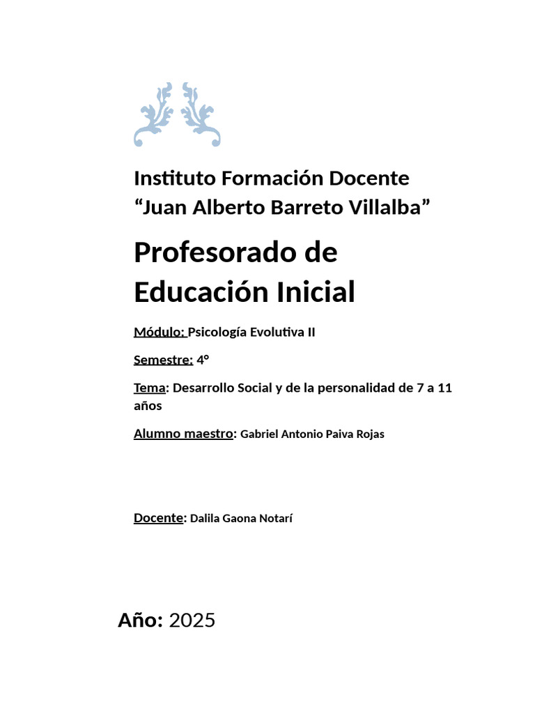 Desarrollo Social y de La Personalidad Gabriel R | PDF | Las emociones ...