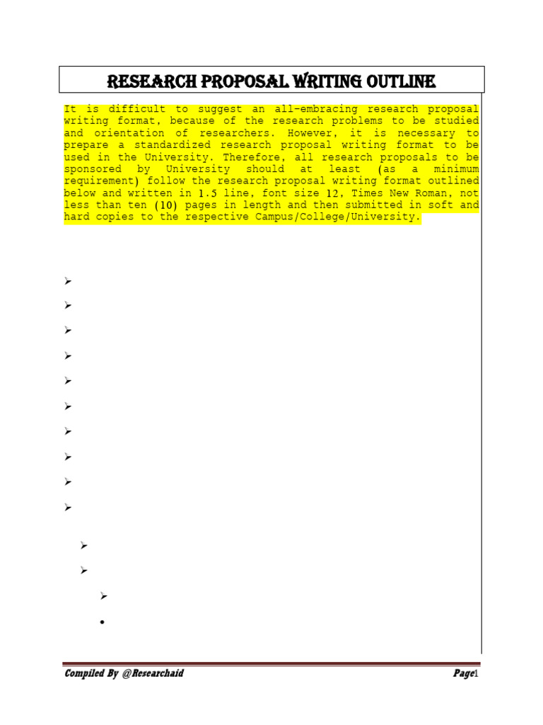Research Proposal Writing Outline | PDF | Typefaces | Methodology