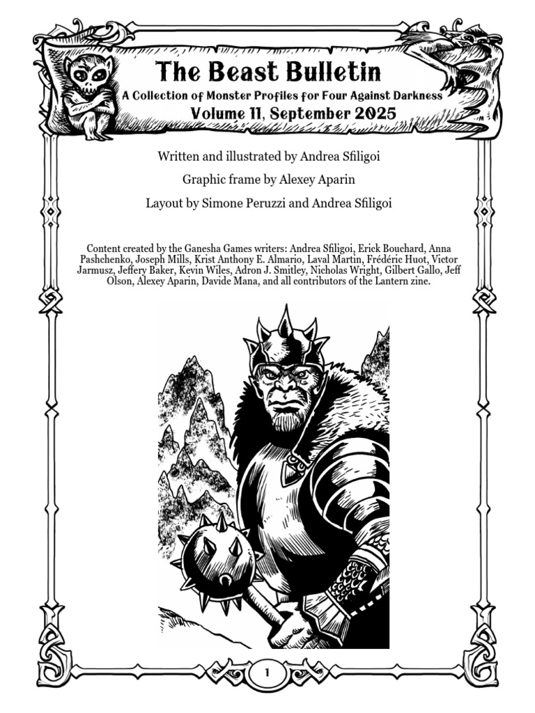 Monster Profiles for Four Against Darkness | PDF