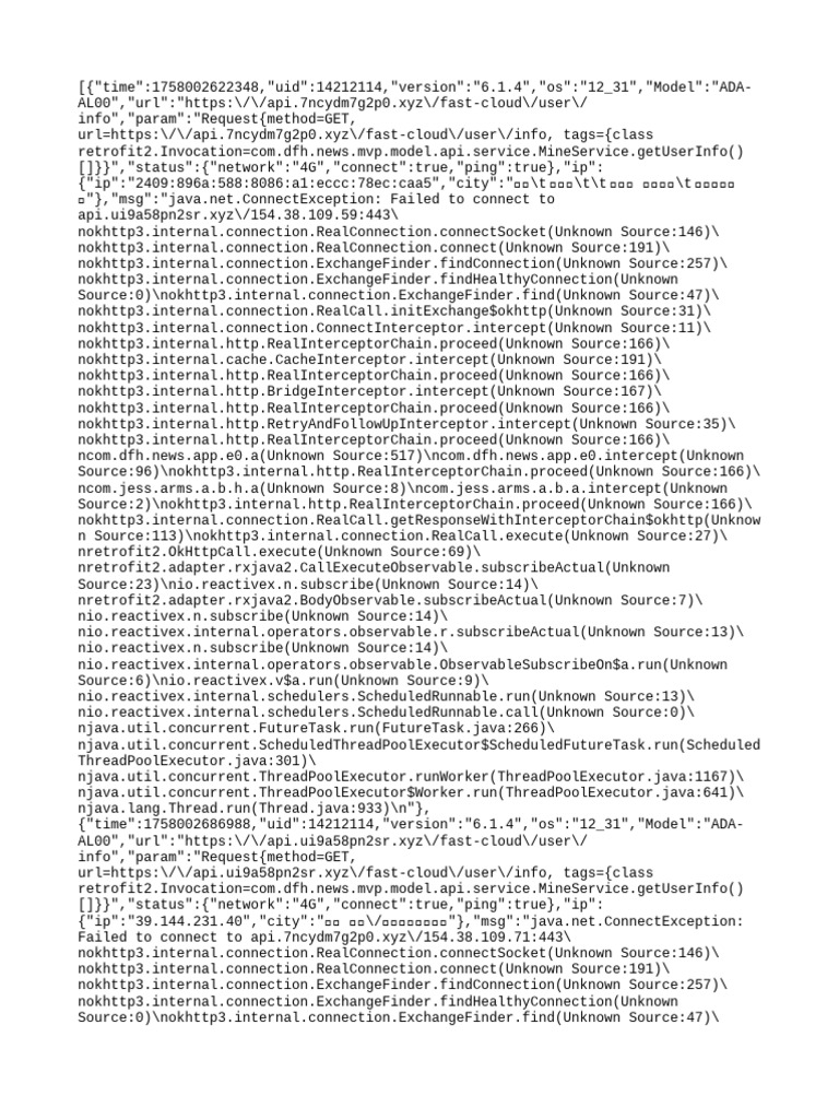 API Connection Error Logs Analysis | PDF | Thread (Computing) | Java ...
