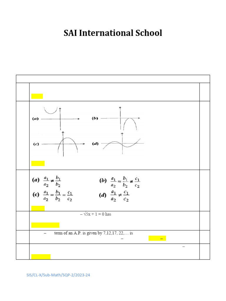 Class X Mathematics Sample Paper 2023-24 | PDF | Circle | Area