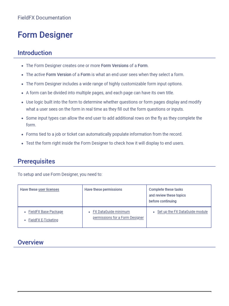 Form Designer - FieldFX Documentation | PDF | Html | File Format