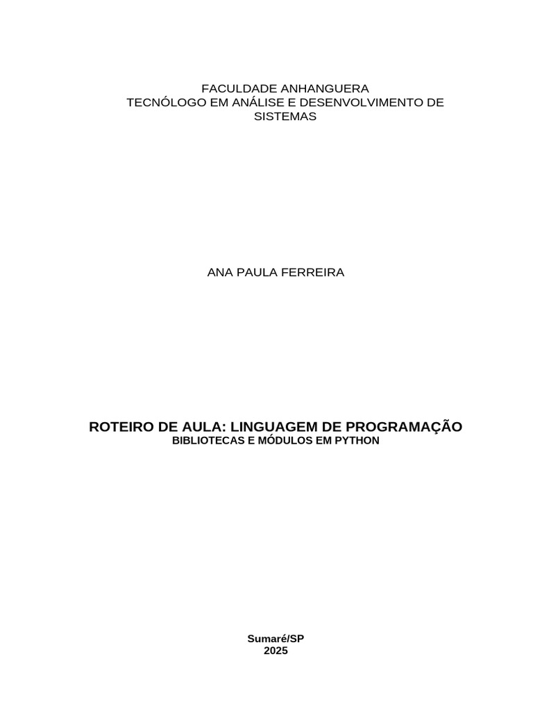 Bibliotecas e Módulos em Python | PDF | Python (linguagem de ...