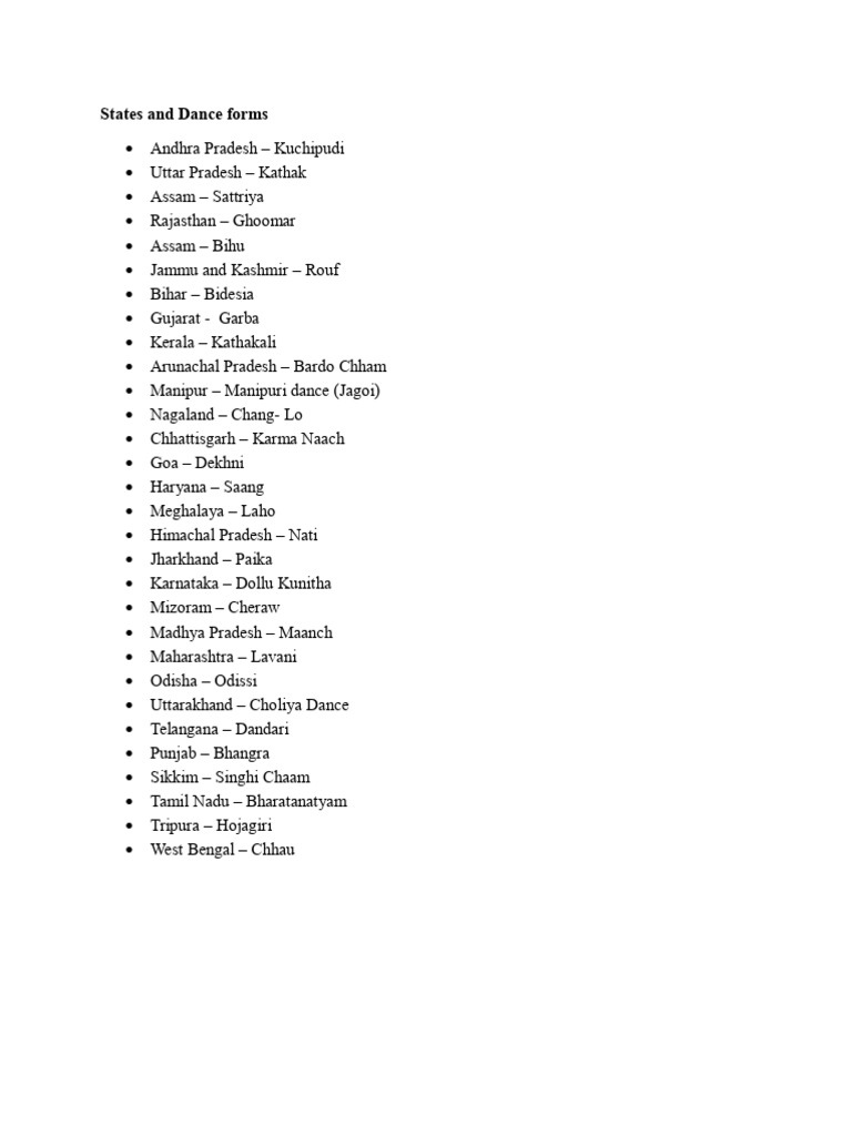 Indian Classical Dance Forms by State | PDF