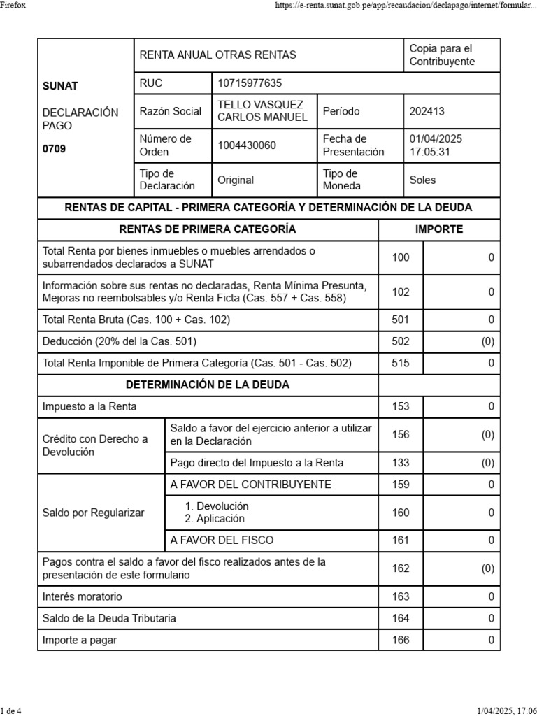 Declaración de Renta Anual SUNAT 2025 | PDF | Impuesto sobre la renta ...