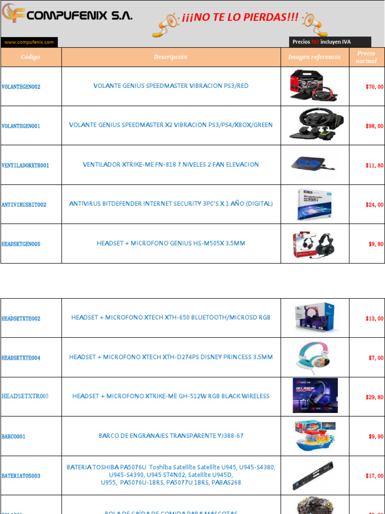 Lista de Precios de Electrónica y Accesorios | PDF | Computer Hardware ...