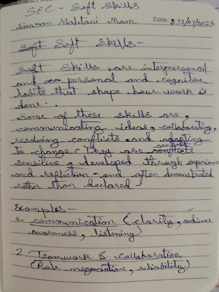 Kabir Sec Syba Soft Skills Class Notes | PDF