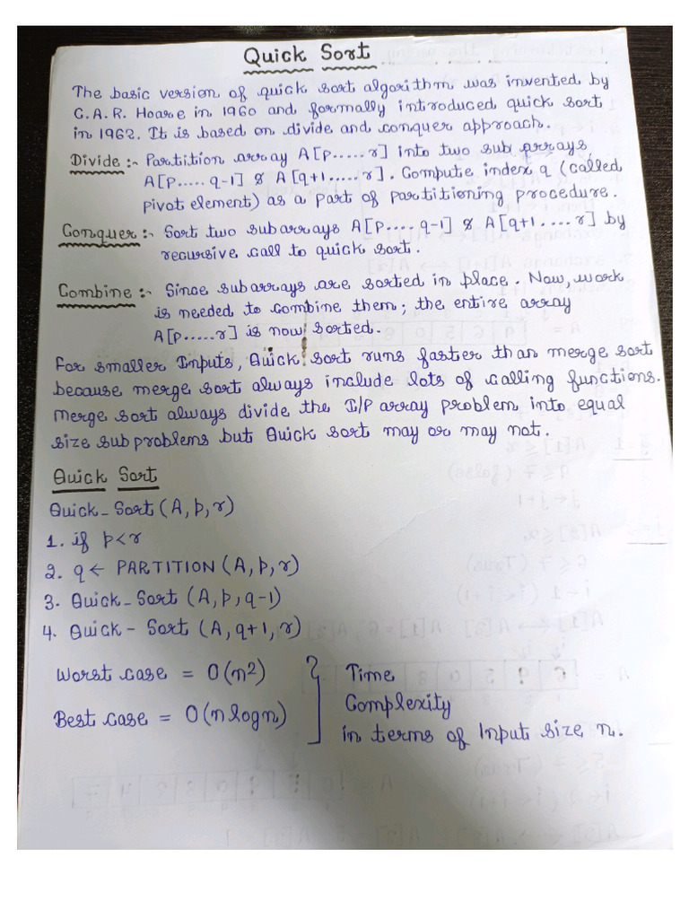 Lecture - 1.3 (Quick Sort) | PDF