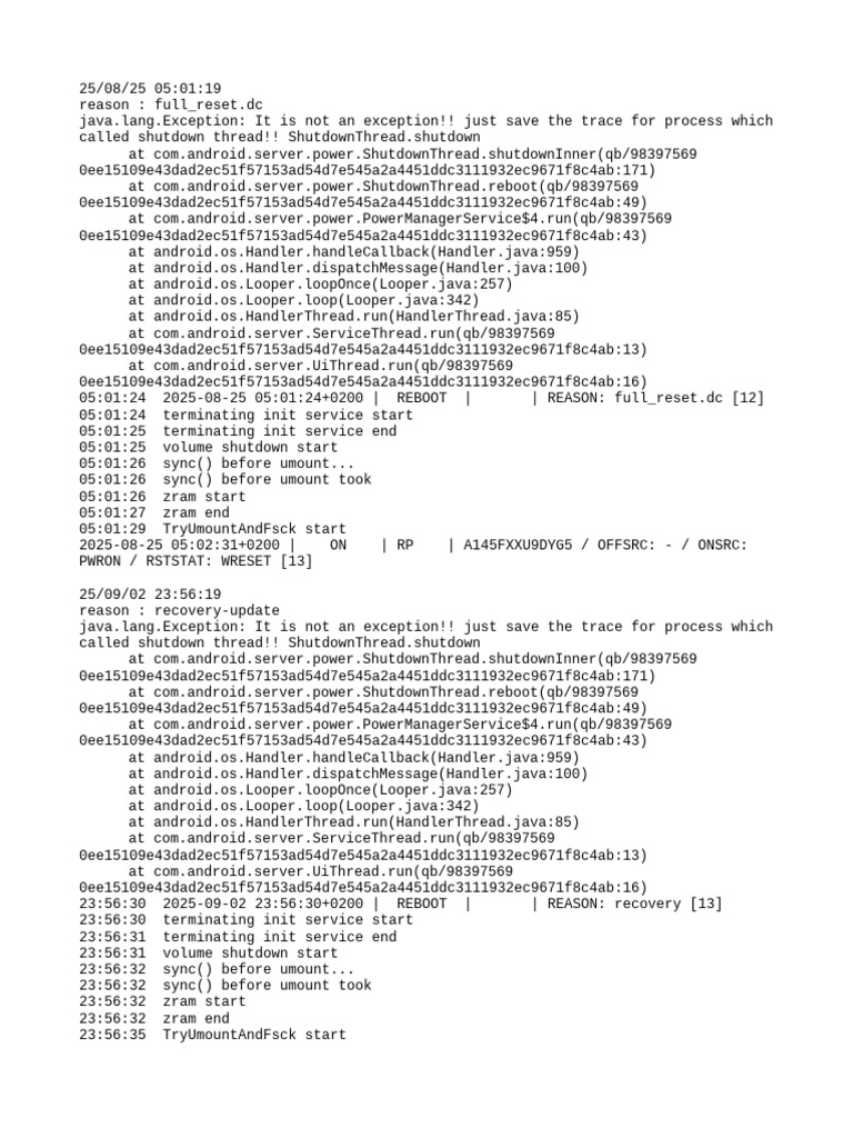 Android Shutdown and Reboot Logs | PDF | Embedded Linux Distributions ...