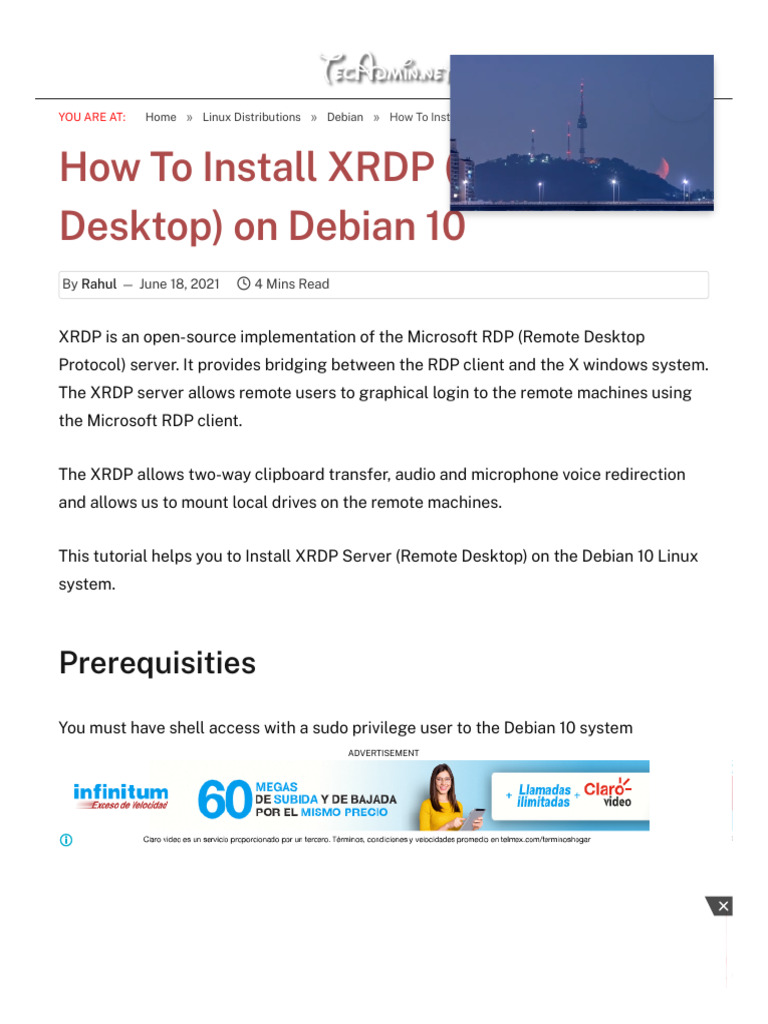 Install XRDP on Debian 10 Guide | PDF | Microsoft Windows | System Software
