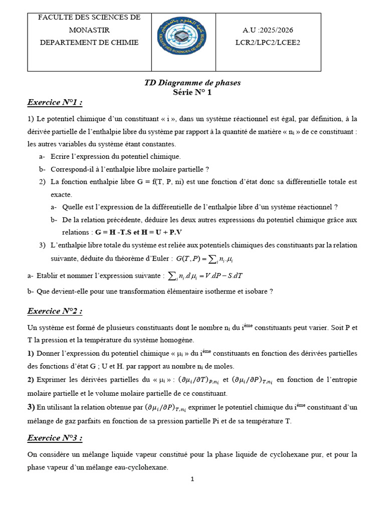 Potentiel chimique et diagrammes de phases | PDF | Chimie | Physique ...