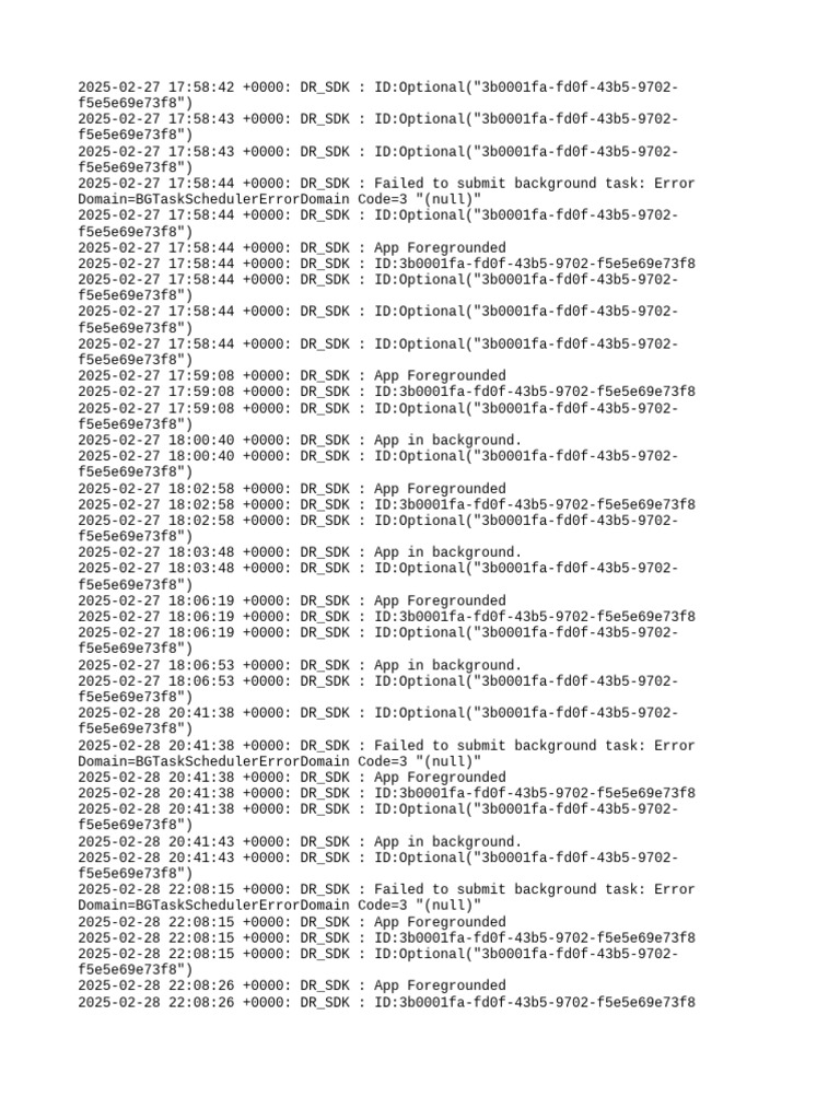 DR_SDK Background Task Errors Log | PDF