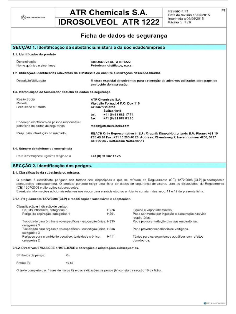 Idrosolveol MSDS | PDF