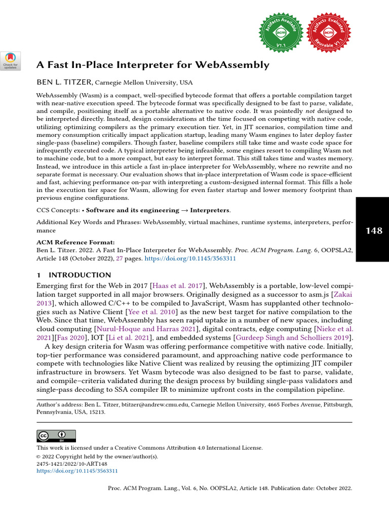 Fast In-Place Interpreter for WebAssembly | PDF | Compiler | Java ...
