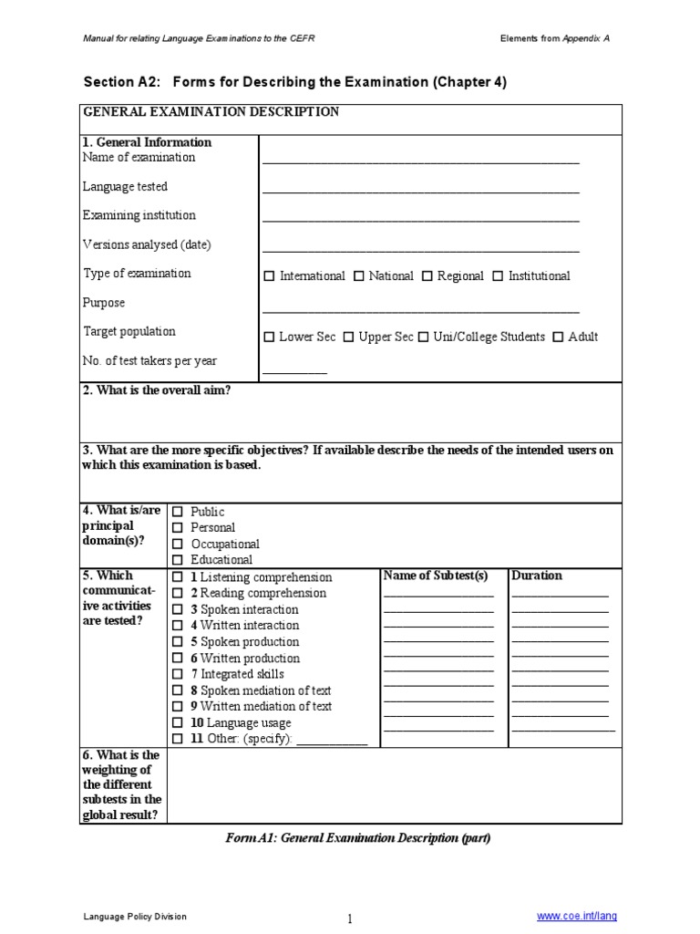 CEFR Language Examination Manual | PDF | Test (Assessment ...