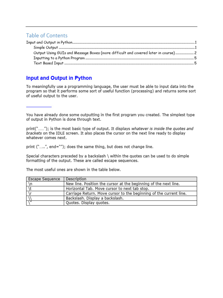 4.0 Input and Output in Python - Copy | PDF | Graphical User Interfaces ...