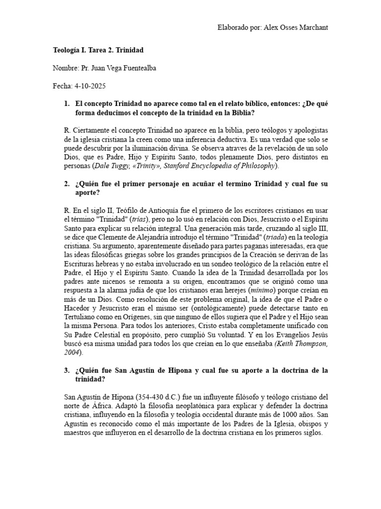Doctrina de la Trinidad en la Teología | PDF | Trinidad | espíritu Santo