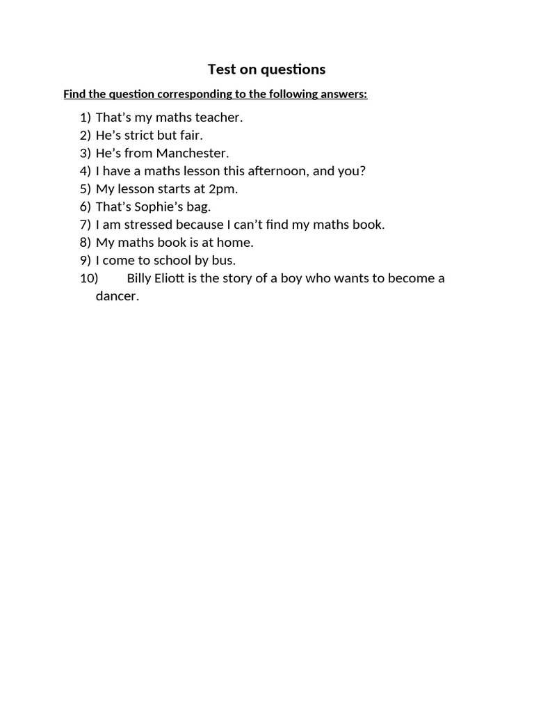 Questions and Answers Exercise | PDF