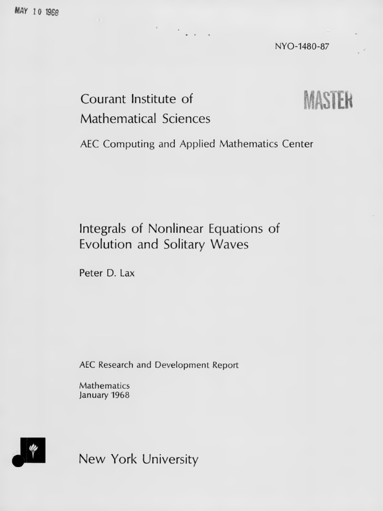 Nonlinear Evolution Equations Report | PDF | Waves | Equations