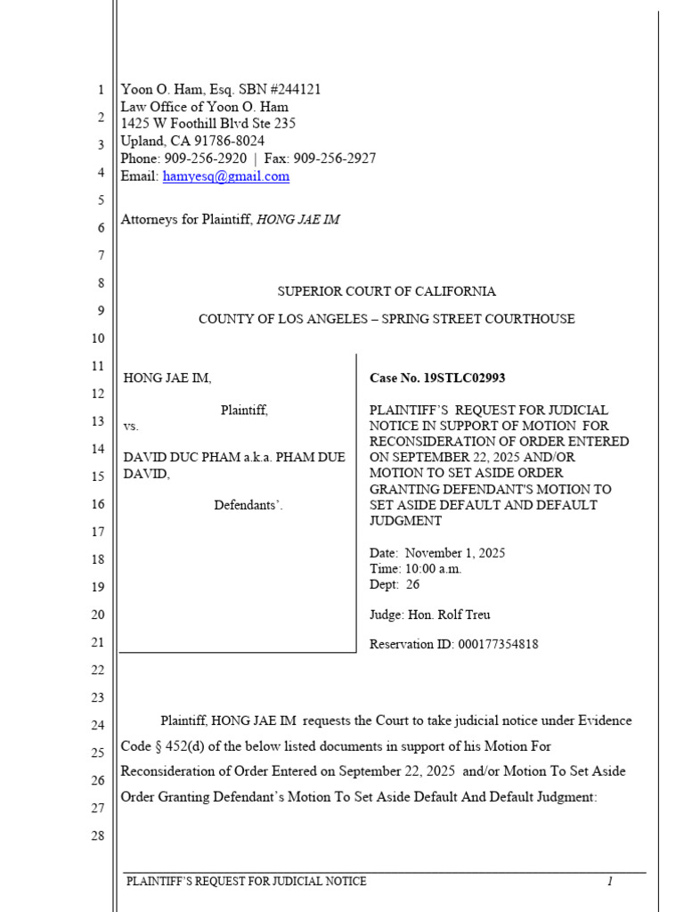Req Jud Not Pham Mot Recons & 473 | PDF | Complaint | Default Judgment