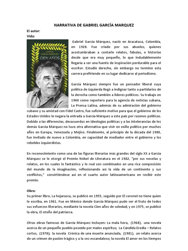 Narrativa de Gabriel Garcia Marquez y Jose de La Cuadra | PDF | Gabriel  García Márquez
