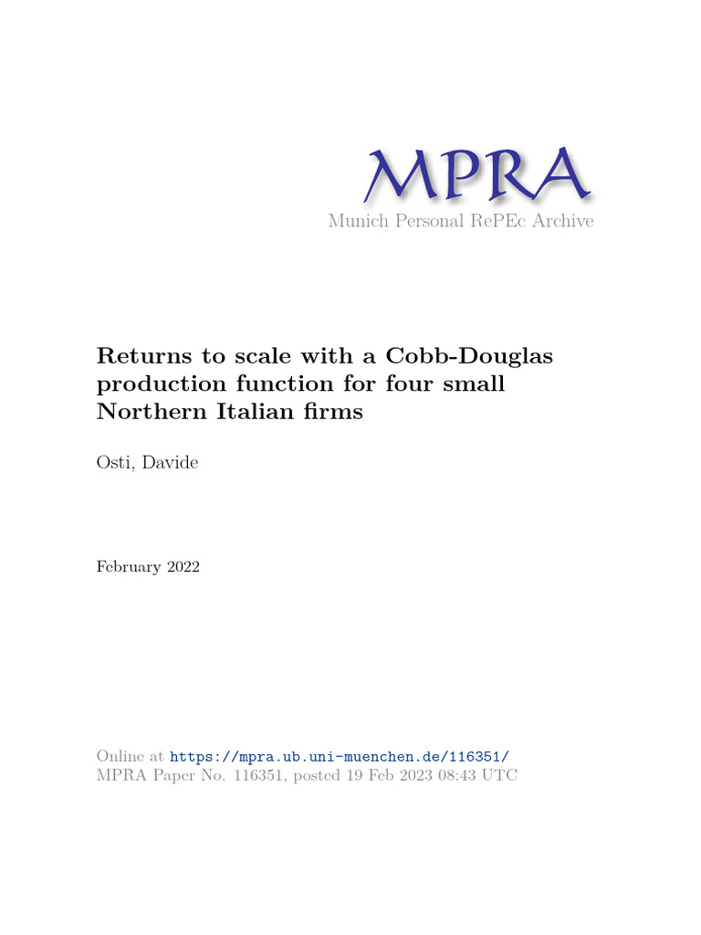 MPRA Paper 116351 | PDF | Econometrics | Production Function