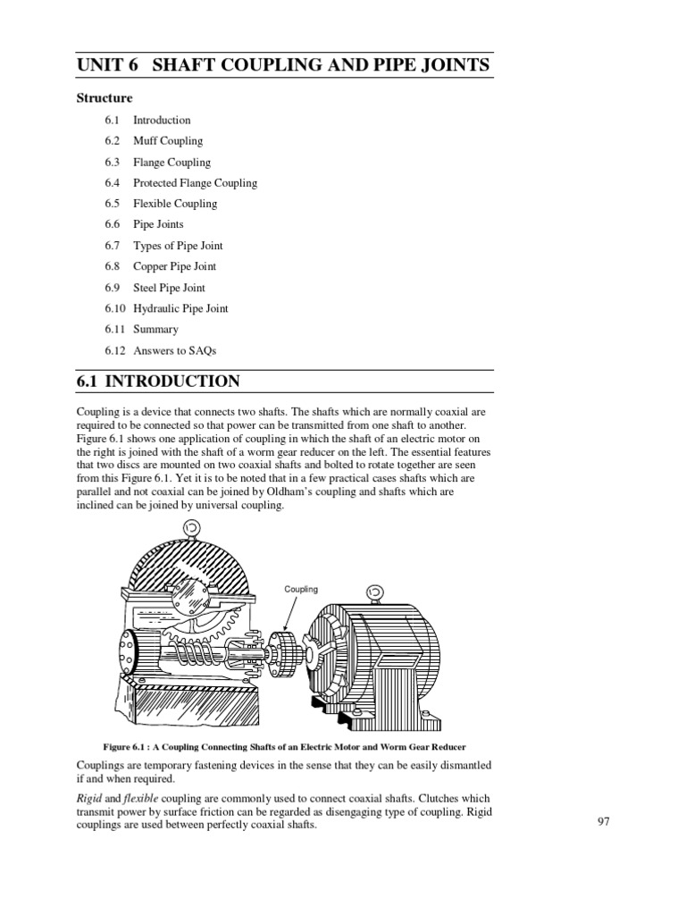 Unit 6 Shaft Coupling and Pipe Joints: Structure | PDF | Pipe (Fluid ...
