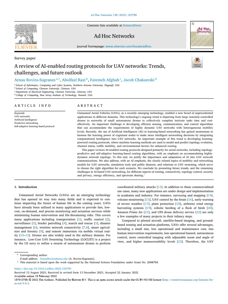 AI Routing Protocols for UAV Networks | PDF | Unmanned Aerial Vehicle ...