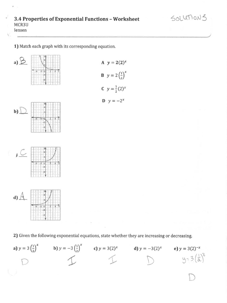 KEY Features of Exponential Graphs | PDF