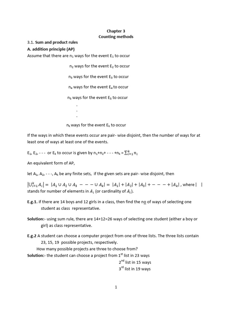 Counting Methods: Sum and Product Rules | PDF | Vertex (Graph Theory ...