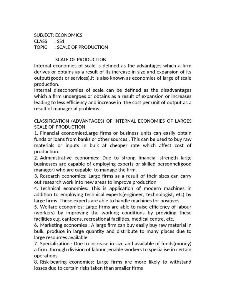 Understanding Scale of Production in Economics | PDF | Economies Of ...