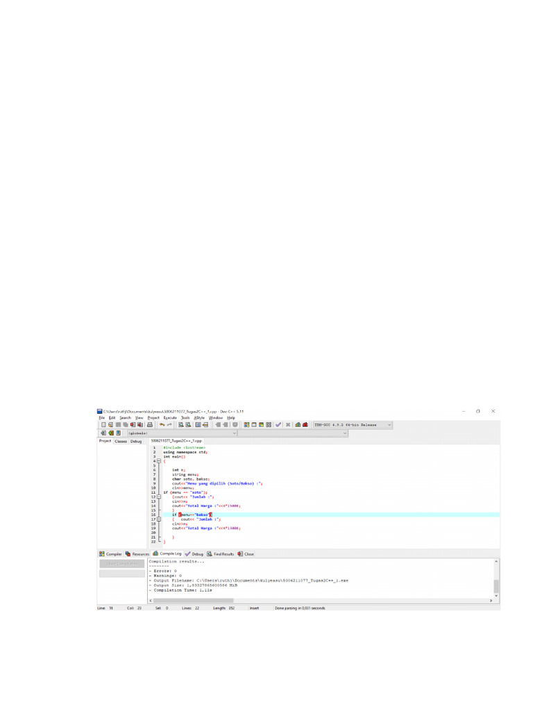 Program C++ Menu Makanan dan Diskon | PDF