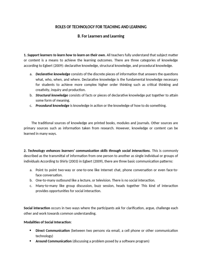 Technology's Role in Learning Enhancement | PDF | Learning | Knowledge