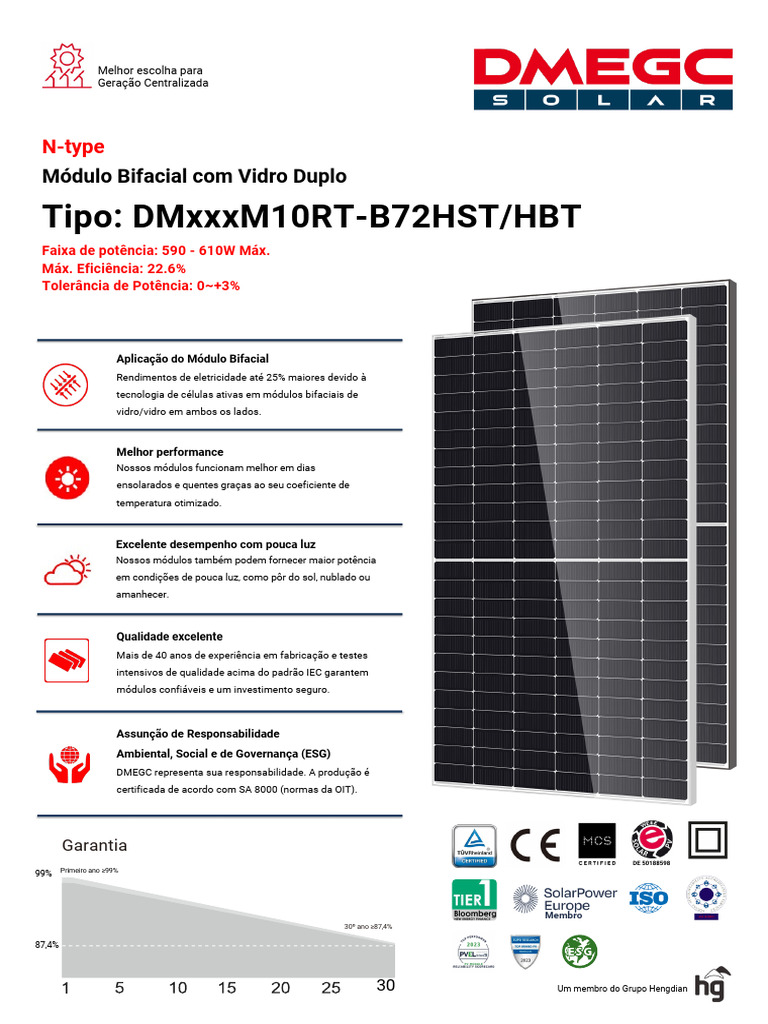 Módulo Solar Bifacial N-type 610W | PDF