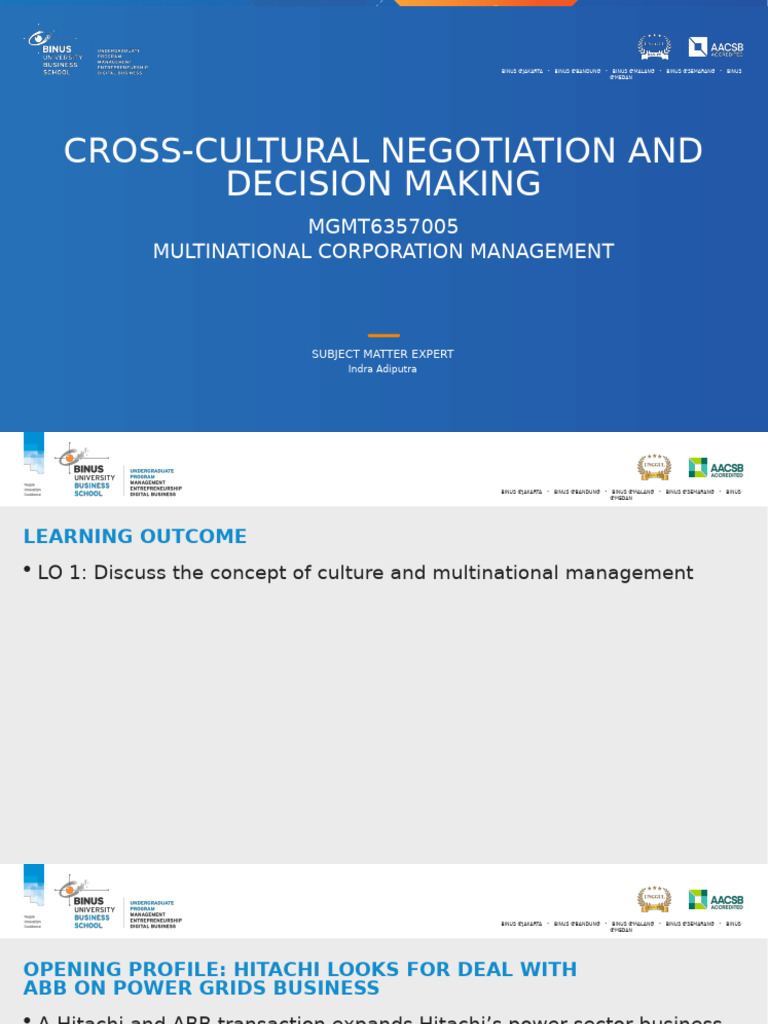 Cross-Cultural Negotiation and Decision Making | PDF | Negotiation ...