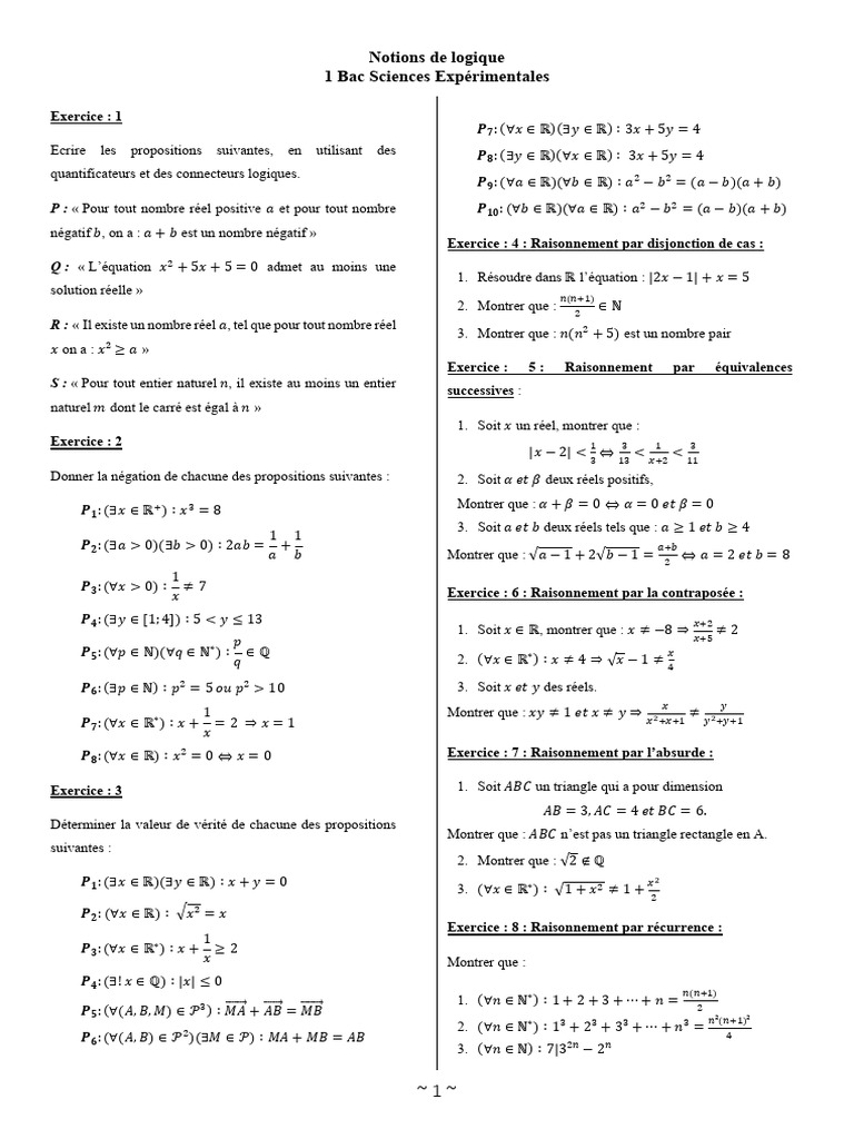 Notions de logique en mathématiques | PDF | Logique mathématique ...