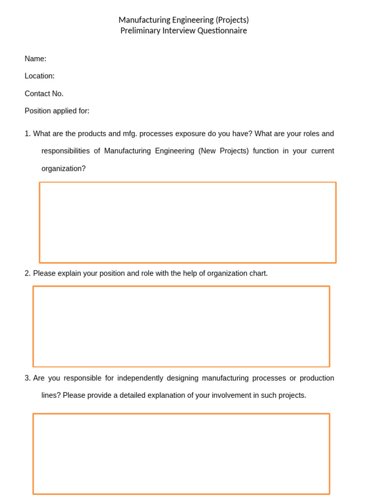 Manufacturing Engineering Interview Questions | PDF