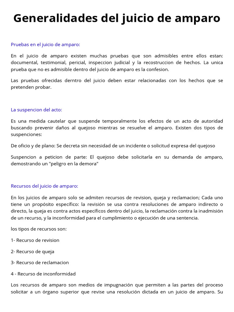 Generalidades Del Juicio de Amparo | PDF