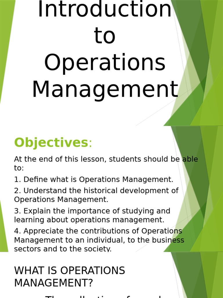 Introduction To Operations Management | PDF | Operations Management ...